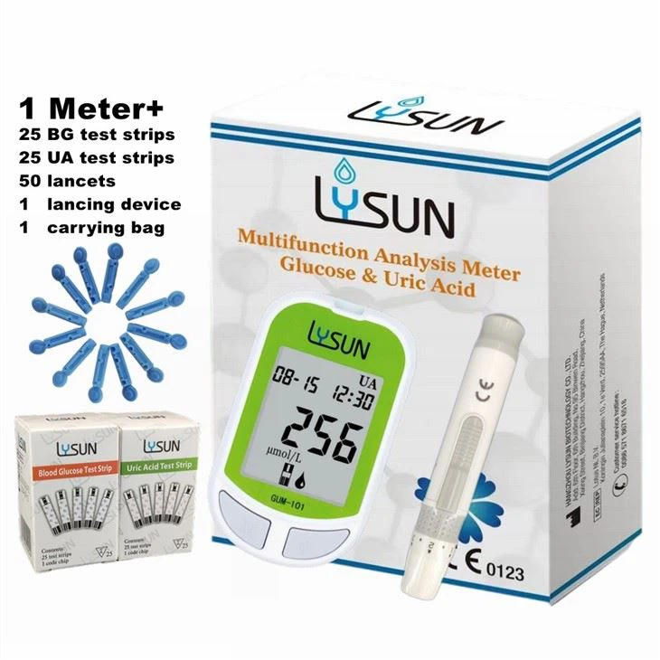 Portable Family Doctor Blood Glucose Uric Acid Monitor 2 in 1 Diabetic Analyzer
